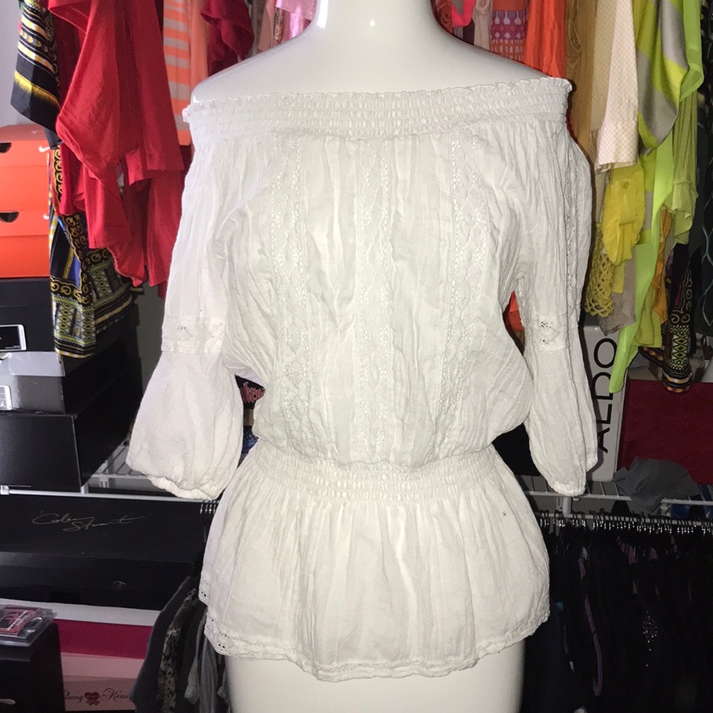 White 2b Bebe off shoulder shirt